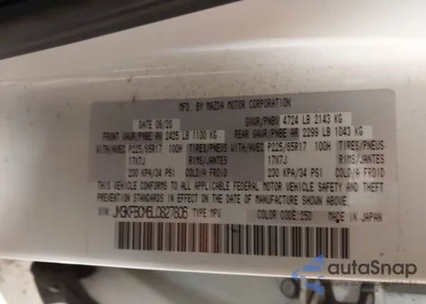 2020 Mazda Cx-5 Touring z USA, uszkodzony, nr VIN JM3KFBCM6L0827806